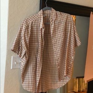 MADEWELL short sleeve button down gingham blouse